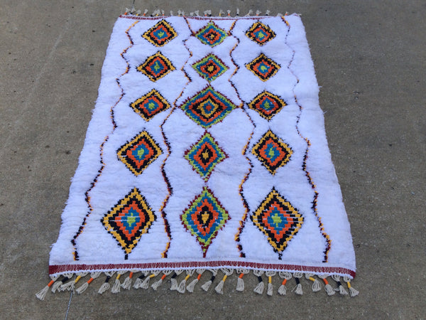 Moroccan Beni Ourain Mid Century Bohemian Berber Weave 4.2 x 6